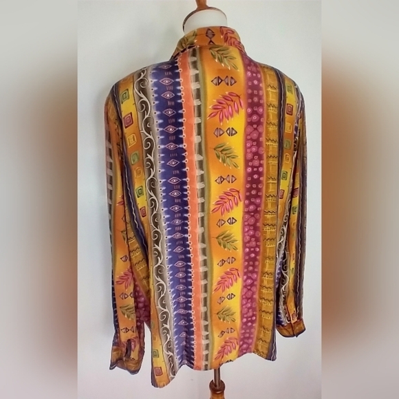 VINTAGE PATTERNED SILK BLOUSE - Picture 3 of 7